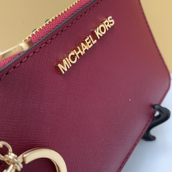 MICHAEL KORS SMALL TOP ZIP COINPOUCH WITH ID CARD MULBERRY DARK CHERRY MERLOT - Picture 10 of 10